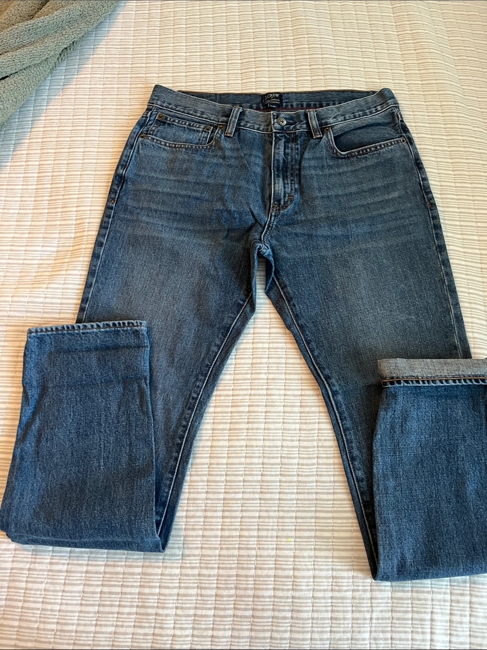 J.crew Factory Driggs Men's Straight-Leg Jeans in Dark/med Blue